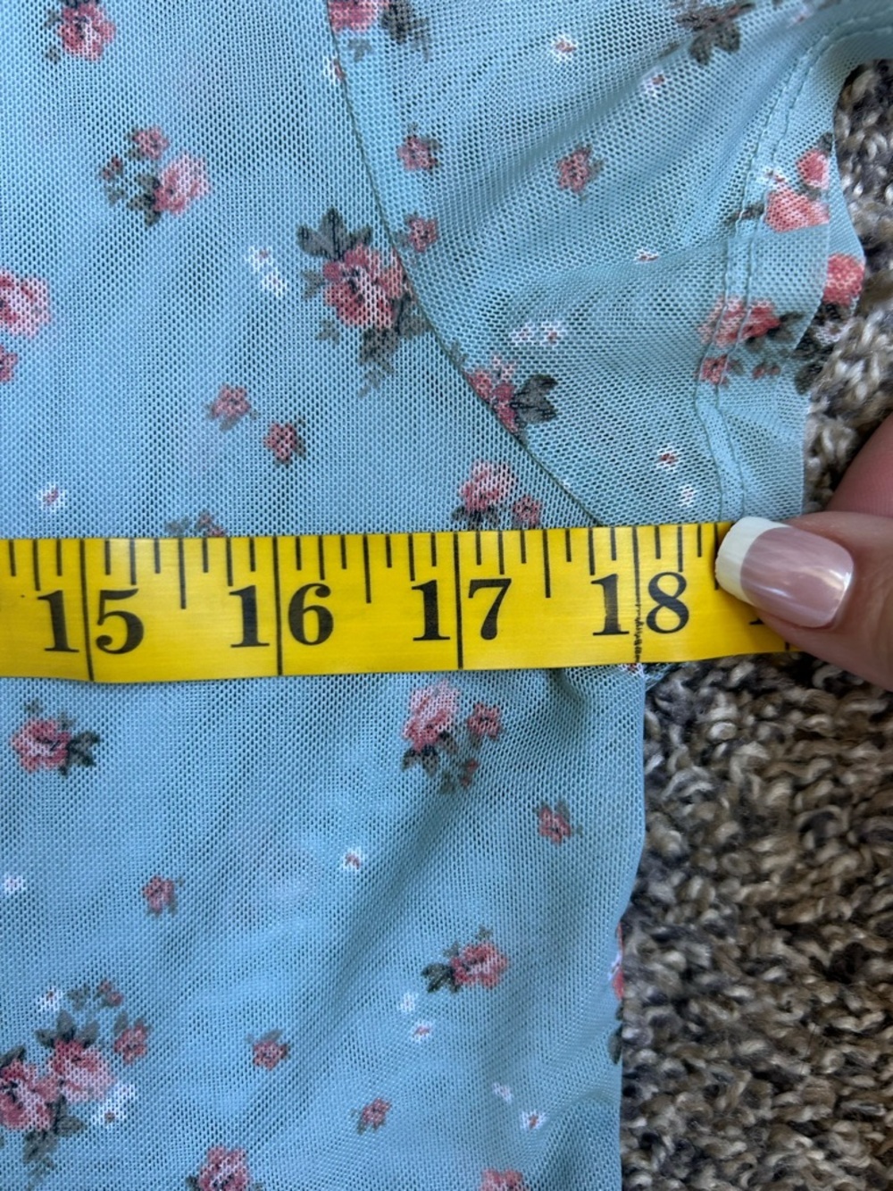 Ultra Flirt light blue floral sheer babydoll dress size medium - Picture 6 of 7